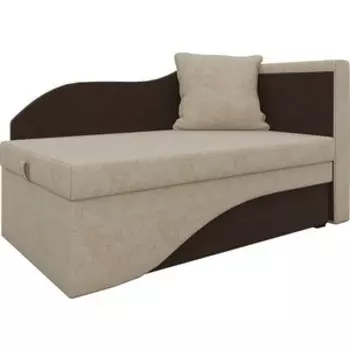 Кушетка АртМебель Грация микровельвет бежево-коричневый правый