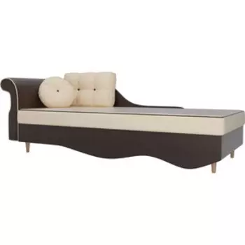 Кушетка АртМебель Лорд экокожа бежевый/коричневый левый угол