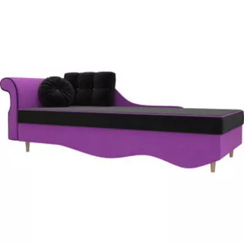 Кушетка АртМебель Лорд микровельвет черный фиолетовый левый угол