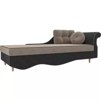 Кушетка АртМебель Лорд велюр бежевый/коричневый правый угол