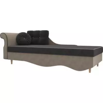 Кушетка АртМебель Лорд велюр серый/бежевый левый угол