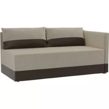 Кушетка АртМебель Никас микровельвет бежевый экокожа коричневый правый угол