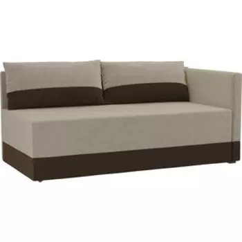 Кушетка АртМебель Никас микровельвет бежевый коричневый правый угол