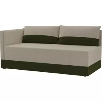 Кушетка АртМебель Никас микровельвет бежевый зеленый левый угол
