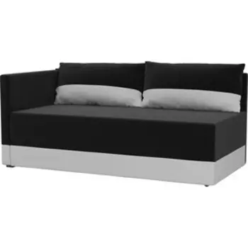 Кушетка АртМебель Никас микровельвет черный экокожа белый левый угол