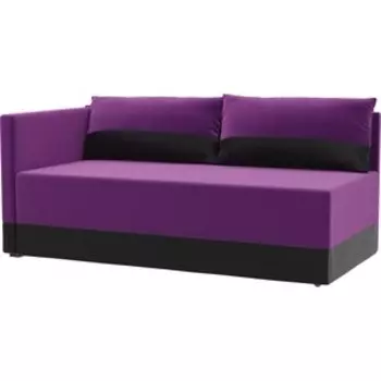 Кушетка АртМебель Никас микровельвет фиолетовый экокожа черный левый угол