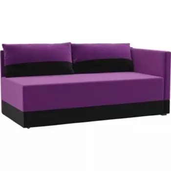 Кушетка АртМебель Никас микровельвет фиолетовый черный правый угол