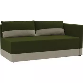 Кушетка АртМебель Никас микровельвет зеленый бежевый правый угол