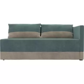 Кушетка АртМебель Никас велюр бирюза бежевый правый угол