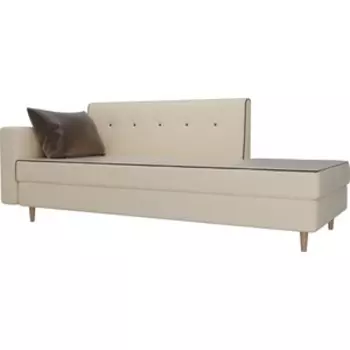 Кушетка АртМебель Селена экокожа бежевый подушка коричневая левый угол