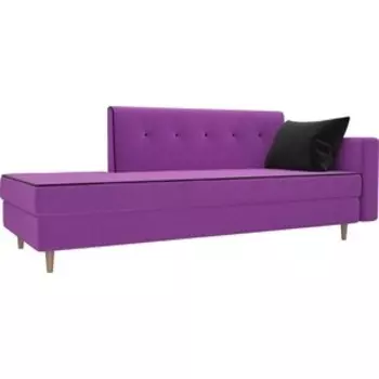 Кушетка АртМебель Селена микровельвет фиолетовый подушка черная правый угол