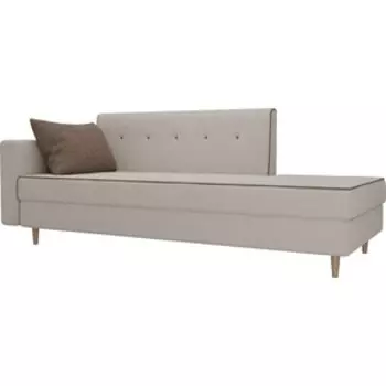 Кушетка АртМебель Селена рогожка бежевый подушка коричневая левый угол