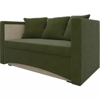Кушетка Мебелико Принц микровельвет зелено-бежевый левый