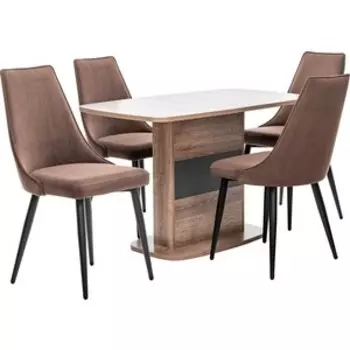 Обеденная группа Leset Мартин дуб сакраменто/Антрацит + стул Эби, каркас черный, vendetta 7 коричневый