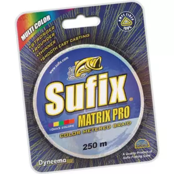 Леска плетеная SUFIX Matrix Pro разноцвет. 250 м 0.20 мм 18 кг