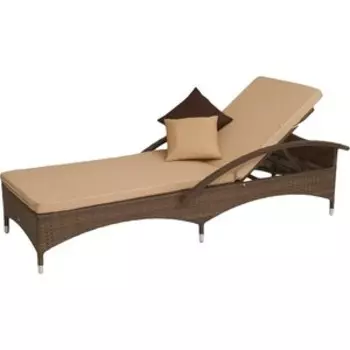 Лежак Garden story Мальта-2 ротанг искусственный (коричневый, матрас бежевый) (M002-2023)