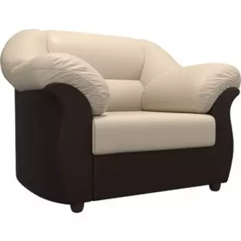 Лига Диванов Кресло Карнелла экокожа бежевый/коричневый