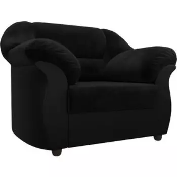 Лига Диванов Кресло Карнелла велюр черный экокожа черный