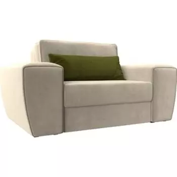 Лига Диванов Кресло Лига-008 микровельвет бежевый/зеленый 118849