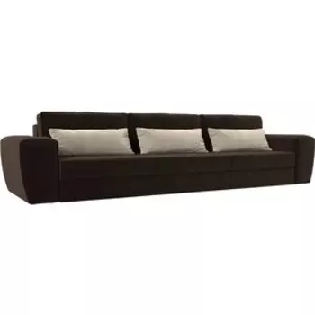 Лига Диванов Прямой диван Лига-008 Long микровельвет коричневый/бежевый