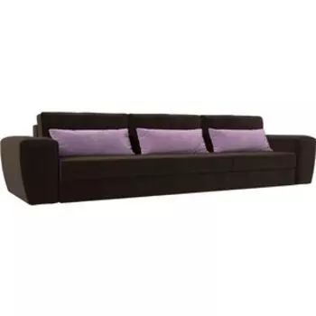 Лига Диванов Прямой диван Лига-008 Long микровельвет коричневый/сиреневый 119061