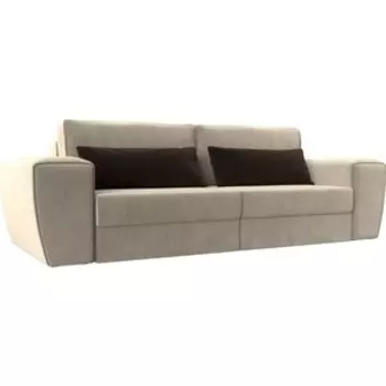 Лига Диванов Прямой диван Лига-008 микровельвет бежевый/коричневый 118590