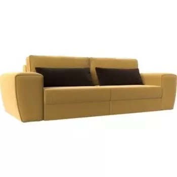Лига Диванов Прямой диван Лига-008 микровельвет желтый/коричневый 118600