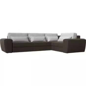 Лига Диванов Угловой диван Лига-008 Long правый рогожка коричневый/серый 118799