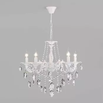 Люстра Eurosvet Подвесная Veletta 10108/5 белый/прозрачный хрусталь Strotskis