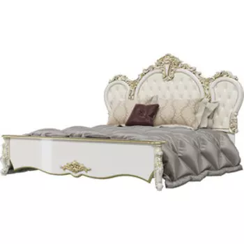 Мэри Дольче Вита СДВ-03 Кровать 180 + ортопед белый глянец с золотом 180х200