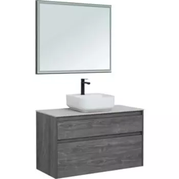 Мебель для ванной Aquanet Nova Lite 100 два ящика, дуб рошелье/серая