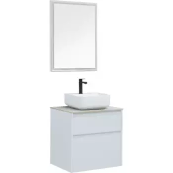Мебель для ванной Aquanet Nova Lite 60 два ящика, белый глянец/серая