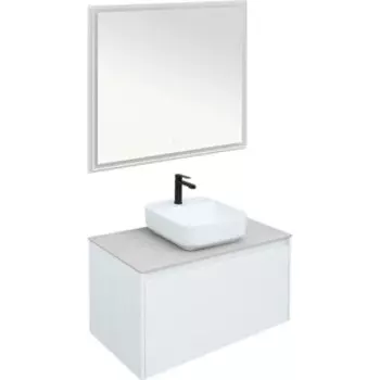 Мебель для ванной Aquanet Nova Lite 90 один ящик, белый глянец/серая