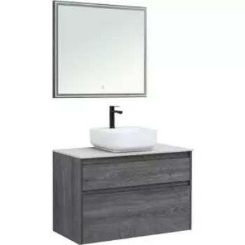 Мебель для ванной Aquanet Nova Lite 90 два ящика, дуб рошелье/серая