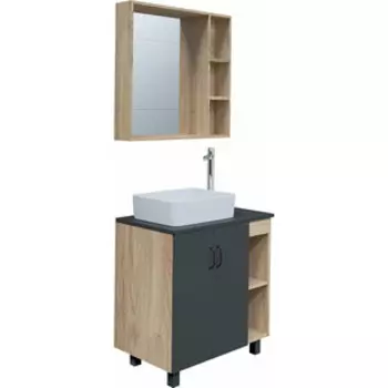 Мебель для ванной Grossman Флай 80х43 серый/дуб сонома