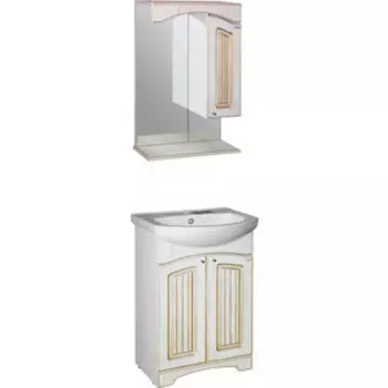 Мебель для ванной Mixline Крит 55 белая, патина золото