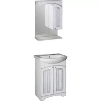 Мебель для ванной Mixline Крит 55 белая, патина серебро