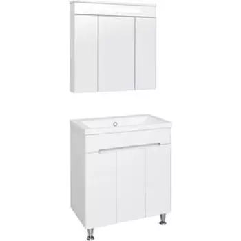 Мебель для ванной Runo Парма 74х45 3 двери, напольная, белая