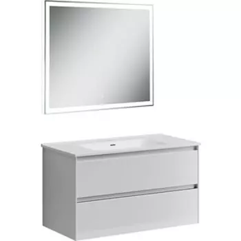 Мебель для ванной Sancos Cento 90 два ящика, белый глянец