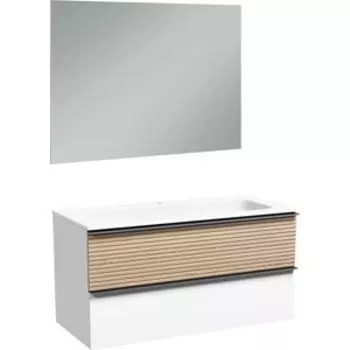 Мебель для ванной Sancos Delta 100х45 дуб светлый/белый