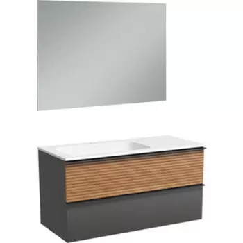 Мебель для ванной Sancos Delta 100х45 левая, дуб красный/графит