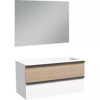 Мебель для ванной Sancos Delta 100х45 правая, дуб светлый/белый
