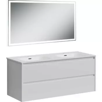 Мебель для ванной Sancos Libra 120 два ящика, двойная раковина, белый глянец