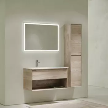 Мебель для ванной Sancos Marmi 1.0 100х45 левая, дуб галифакс натуральный