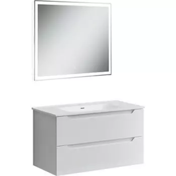 Мебель для ванной Sancos Norma 2.0 90 два ящика, белый глянец