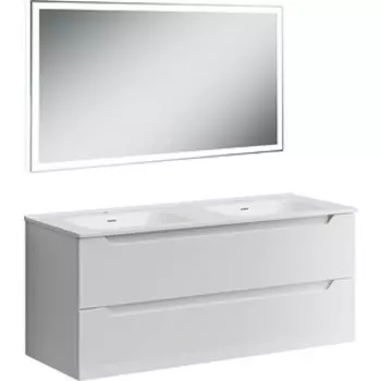 Мебель для ванной Sancos Norma 2.0 120 два ящика, двойная раковина, белый глянец