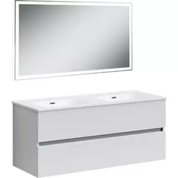 Мебель для ванной Sancos Urban 120 два ящика, двойная раковина, белый глянец