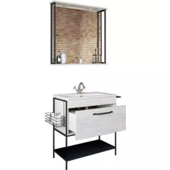 Мебель для ванной Sanflor Бруклин 75 дуб крафт/черный муар