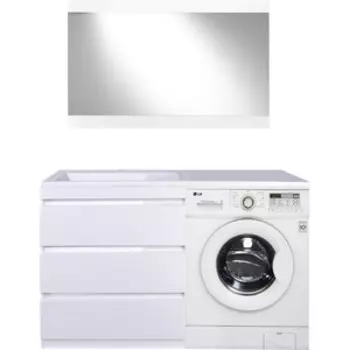 Мебель для ванной Style line Даллас Люкс 88 (150L) три ящика, под стиральную машину, белая