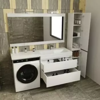 Мебель для ванной Style line Даллас Люкс 88 (150R) подвесная, под стиральную машину, белая